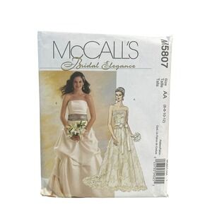 McCALL'S M5807 Bridal Elegance Wedding Dress Pattern Size AA 6-12